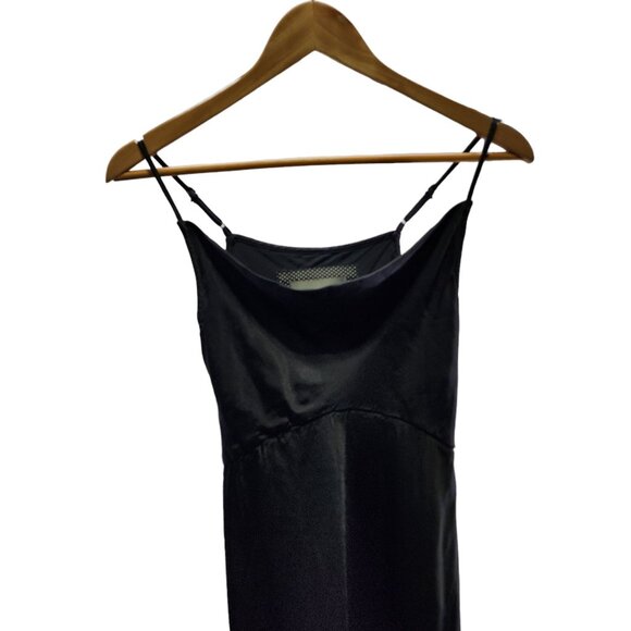 Anthropologie Black Silky Viscose Slip Dress Adjustable Straps‎ Satin Finish XXS - Picture 3 of 10